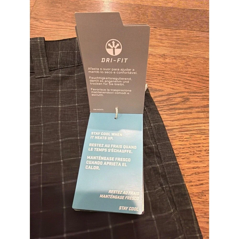 NWT NIKE BOYS GOLF SHORTS PLAID GRAY SIZE M Medium Dri-Fit